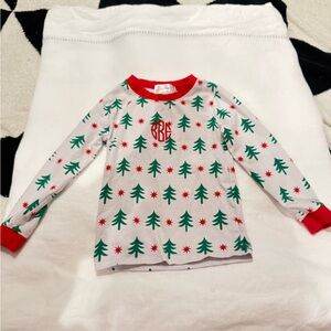 EUC Cecil and Lou Monogram “BBE” Green Stripe Red Christmas Tree Holiday 3T